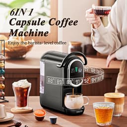 CAFELFFE MK-609S 6-in-1 capsulekoffiezetapparaat, 7 waterinstellingen en warm-/koudzetfunctie, 19 bar espressomachine, compatibel met NES Original/DG/ESE/K-cupcapsules/thee/gemalen koffie, 1450 W — thumbnail 3
