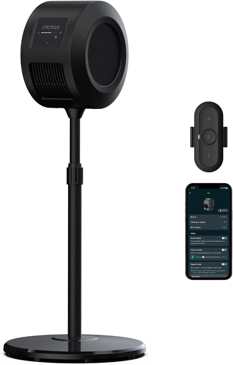 Cycplus F1 Pro Cardio - Fitness Fan met Afstandbediening - Air Mover - Ventilator - met App - Vloerventilator - Hartmeter - Cycling fan - Fiets ventilator - Indoor - met Standaard — afbeelding 1