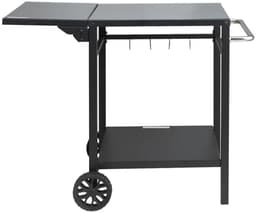 M-Goods - BBQ Trolley - Buitenkeuken op Wielen - Barbecue Tafel - BBQ Werktafel - Opvouwbaar Zijblad - Zwart — thumbnail 2