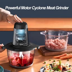 Keukenmachine - Mini hakker - Snel ingrediënten hakken - Krachtige 300W motor - 2L glazen kom - Zilver — thumbnail 5