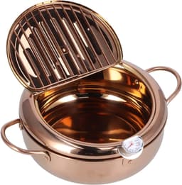 Friteuse met thermometer - Keukenaccessoire - Thuis koken - Diepe pot ontwerp - 32 liter - Rosé goud — thumbnail 3