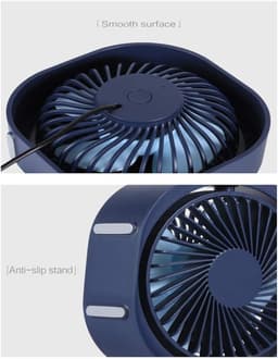 KZQ USB mini ventilator tafelventilator geluidsarm 3 standen blauw — thumbnail 4