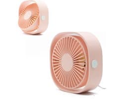 KZQ USB mini ventilator tafelventilator geluidsarm 3 standen roze
