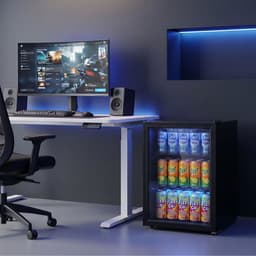 70L Drankenkoelkast - Zwart Dubbele Glazen Deur - UV-bescherming 2 Verstelbare Roosters LED - Display Verlichting 2-18°C- Instelbaar Stille 43dB - Vrijstaande Mini Koelkast - voor Kantoor Slaapkamer Bar — thumbnail 2