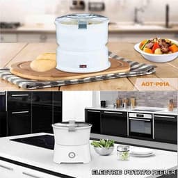 Elektrische Aardappelschiller - Automatische Groenteschiller - Snel Salade Bereiden - Eén Druk Op De Knop - 1 kg Capaciteit - Wit — thumbnail 2