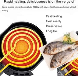 Kleine Oven - Mini Oven Airfryer - Snel Koken - Snelle Heteluchtcirculatie - 2L Inhoud - Zwart — thumbnail 5