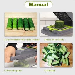 Groentenhakker - Keuken Snijder - Maaltijden Bereiden - 14-in-1 Functies - Met Container - Groen — thumbnail 4