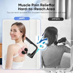Dubbel Hoofd Massagepistool - Verlengde Handgreep - Spierherstel Bevorderen - 12 Snelheden LCD - 5 Opzetstukken - Zwart — thumbnail 3