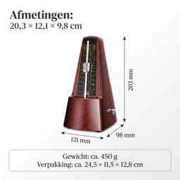 Ryoudavell - Klassieke Mechanische Metronoom - Metronoom digitaal - Muziek - donker hout print - Geschikt voor beginners — thumbnail 5