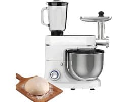 Keukenmachine met Blender - Keukenrobot multifunctioneel - Bakken en koken - Krachtige 1500W motor - 10L roestvrijstalen kom - Wit