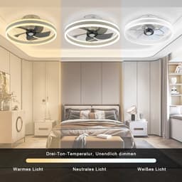 ITRONIQ Plafondventilator Met Verlichting - Dimbare LED Plafondlamp Met Ventilator - Afstandsbediening - 6 Snelheden - Wit — thumbnail 3