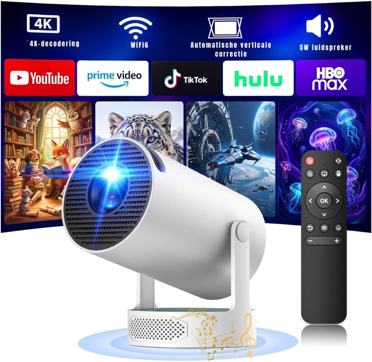 AHD® Mini beamers - Projector - Mini beamer - Wit - 15cm x 15cm x 23cm — afbeelding 1