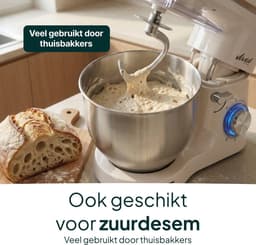 Keukenmachine - Keukenrobot Mixer - Bakken Ingrediënten Mengen - Krachtige 2000W Motor - 6.2 Liter Kom - Creme — thumbnail 4