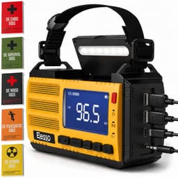 Elesso® Noodradio Solar Opwindbaar Draagbare Radio - Noodpakket - Powerbank Op Batterijen - Zaklamp – Zonneenergie - Bouwradio - 10.000 mAh - Gratis E book — thumbnail 1