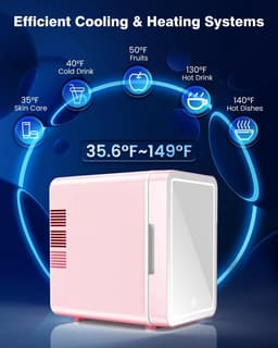 KZQ Witte Draagbare Mini Koelkast voor Skincare Beauty Cosmetica Make-up 4 Liter Thermo Elektrisch Koelen en Warm Huidverzorgings Koelkast met Gespiegelde Deur en Dimbaar LED Licht — thumbnail 4