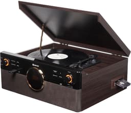 Denver Retro Platenspeler - DAB+/FM Radio - CD - Cassette - Bluetooth - Auto stop - MRD180 - Darkwood — thumbnail 1