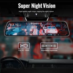 Dashcam voor Auto - 10 Inch Touchscreen Spiegelcamera - 1080P AHD Dashcam met Nachtzicht - G-Sensor - Parkeermodus - Groothoek 170° - Inclusief 6M RCC Achteruitrijcamera - Zwart — thumbnail 3