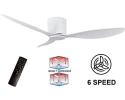 Casa Living Plafondventilator - Plafondlamp - Stille Ventilator - Led Verlichting - Inclusief Afstandbediening - Wit - 105CM