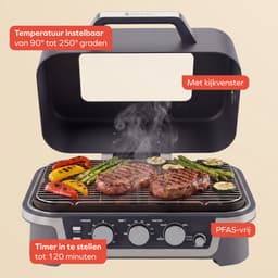 KitchenBrothers Elektrische BBQ en Smoker - Tafelmodel voor Balkon - 90°C tot 250°C - 2600W - Tafel BBQ - Met Kijkvenster — thumbnail 3