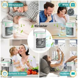 Elcostar® PRO Portable Airco met Accu - Mini Airco - 2026 Model - Mobiele Airco - Luchtkoeler 4-in-1 - 4 windsnelheden, 2 luchtbevochtingsstanden & Timer - Aircooler - Draagbare Airco - Lekvrij - Airco - Ingebouwde Accu - Wit — thumbnail 3
