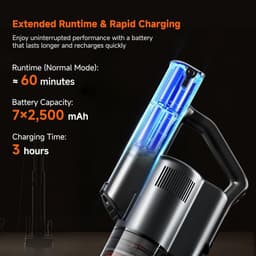 Uwant V500 Draadloze Stofzuiger met Automatisch Leeg- en Stofopvangsysteem,Krachtige zuigkracht van 50.000 Pa, drie standen,LED-stofverwijderingslamp,7-laags HEPA-filtratie, Anti-klitborstel, Steelstofzuiger voor Dierenhaar,Harde Vloeren en Tapijt — thumbnail 5