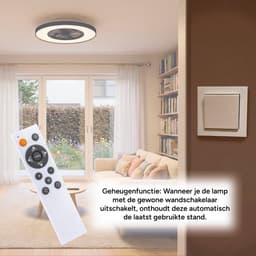 Proventa Premium Plafondventilator met LED lamp - Ø 60 cm - Zomer- en winterstand met afstandsbediening - Plafondlampen met Ventilator & Lamp - Zwart — thumbnail 3