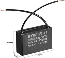Condensator Plafondventilator - Startcondensator Motor - Ventilator Starten - Laag Verlies - 15 uF - Zwart — thumbnail 3