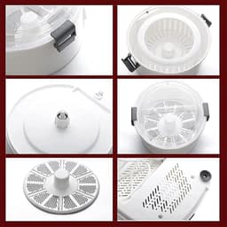 Elektrische aardappelschiller - Automatische schilmachine - Snel groenten schillen - Zes roestvrijstalen messen - 1 kg capaciteit - Wit — thumbnail 2