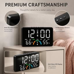 Digitale Wekker - Radiogestuurde Klok - Wakker Worden - Grote LED Display - 100x100mm - Zwart — thumbnail 3