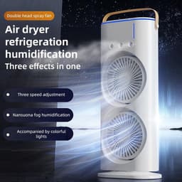 Aircooler met water of ijs-aircooler met koelelementen-ventilatorlamp met afstandbediening-Draagbare USB-ventilator met drie snelheden en vernevelingsfunctie- 7-kleurige LED-luchtkoeler - oplaadbare luchtkoeler met een waterreservoir van 280 ml - wit — thumbnail 2