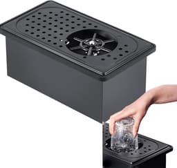 Automatische Glas Rinser - Hoge druk bekerwasser - Snel glazen reinigen - Roestvrij staal constructie - Inclusief borstels - Zilverkleurig — thumbnail 1