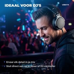 DJ koptelefoon - Vonyx HDX50BK - Over ear koptelefoon - Voor beginnende DJ’s - Met opbergtas - Zwart — thumbnail 2