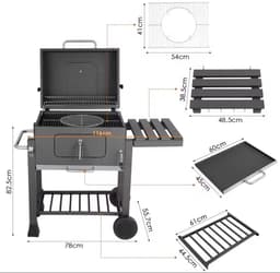 Houtskoolgrill met opvouwbare bijzettafel - BBQ-grill - buitenpicknicks - achtertuingrillen — thumbnail 5