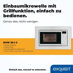 Inbouw Magnetron - Grillfunctie Oven - Snel Maaltijden Bereiden - 8 Automatische Programma's - 20 Liter Inhoud - RVS Look — thumbnail 2