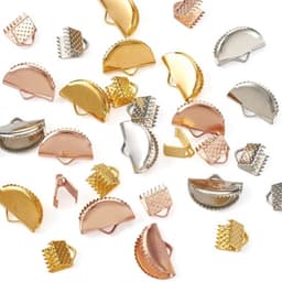 450 stuks lint krimpeinden in drie kleuren met rechthoekige en half ronde vormen, ideaal voor het maken van armbanden en sieraden — thumbnail 4