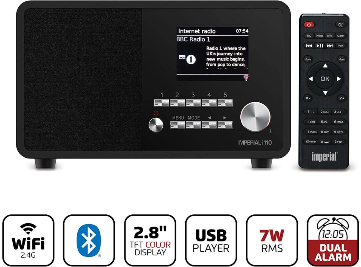 Imperial DABMAN i110 – Internetradio – DAB+ / FM Radio – WiFi – Zwart — afbeelding 1
