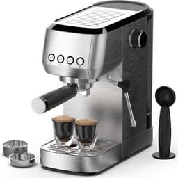 AIMASON CM1662 Italiaans Espressoapparaat 1350W - 20 bar Italiaanse hoge druk extractie - Professioneel melkopschuimsysteem - 1,3 liter watertank - Eenvoudig roestvrijstalen ontwerp - RVS — thumbnail 1