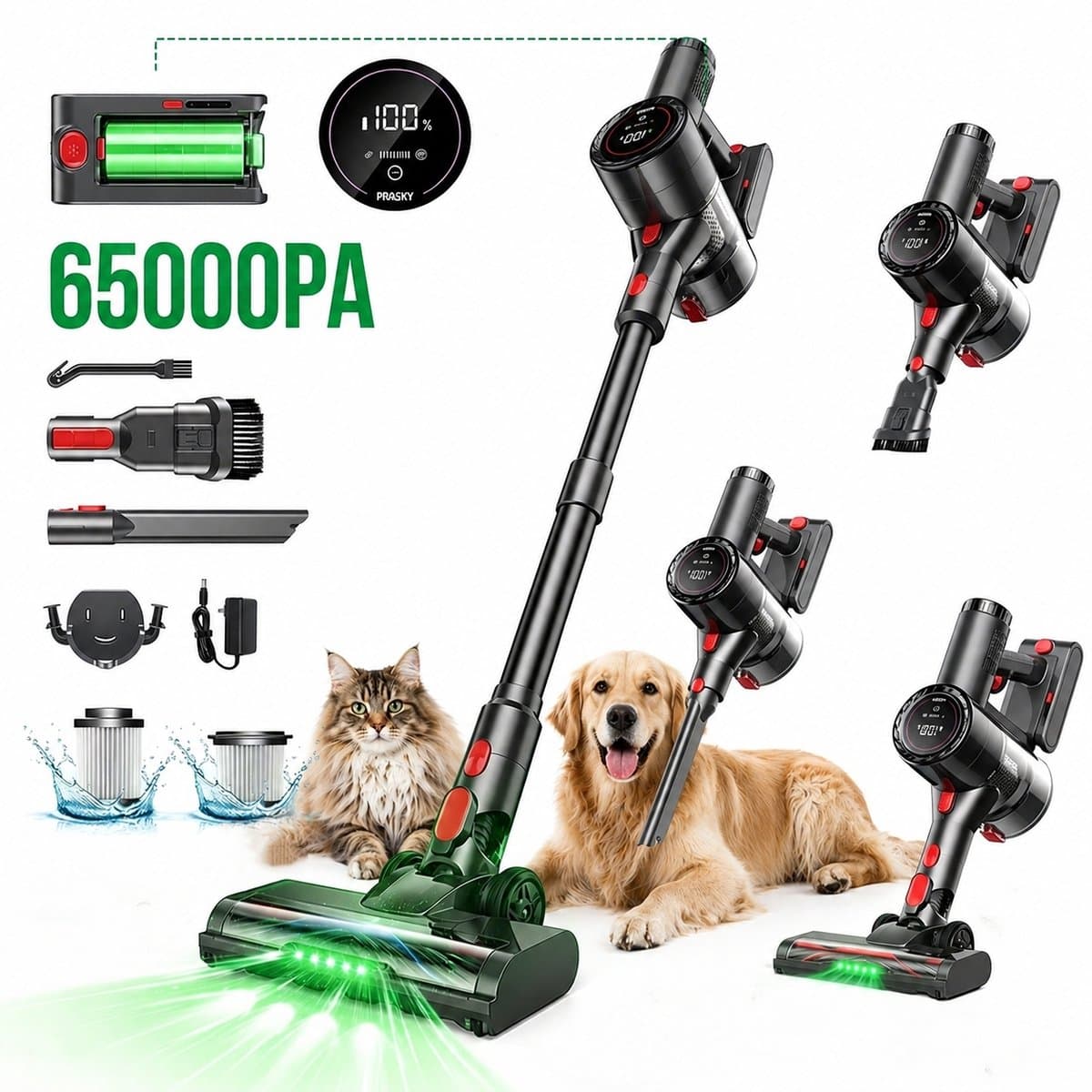 Prasky P1MAX - Steelstofzuiger Draadloos - 65000Pa - 50 Minuten - Afneembare Batterij - Geluidsniveau 70 dB — afbeelding 1
