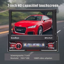 ESSGOO 1Din Autoradio - 7 Inch IPS HD Elektrisch Klapscherm - Apple Carplay & Android Auto (Draadloos) - Bluetooth, Aux, USB, SD & MP5 - Achteruitrijcamera — thumbnail 4