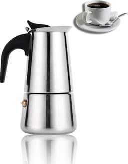 Espresso Maker - Moka Pot - 100ml 200ml 300ml 450ml RVS Koffiezetapparaat voor Thuis en Kantoor Gebruik — thumbnail 1