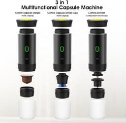 Koffiezetter - 60ml Draadloze Cups Machine - 3-in-1 & 7500mAh Accu - 15 Bar Druk & Zelfverwarmend - Voor Camping, Auto & Reizen - Eenvoudig in Gebruik & Schoon — thumbnail 4