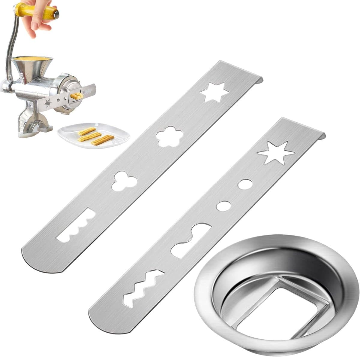 Dailygoody - VCSJW 2-delige Spuitmond Set voor Keukenmachine - RVS Pastry Accessoires met 8 Mallen — afbeelding 1