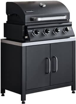 sweeek - Gasbarbecue met 4 branders om neer te zetten + buitenkeukenmodule van staal l80cm - grimaud — thumbnail 1