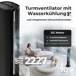 Balter 5-in-1 Mobile Air Conditioning Without Drain Hose, Fan with Water Cooling, Air Cooler and Air Purifier, Humidifier, Tower Fan with Water Cooling, Timer, Very Quiet — thumbnail 5