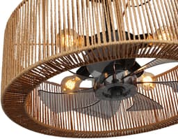 Plafondventilator met verlichting | 50 cm | plafond ventilatoren | 3 lichts | LED | zwart bruin transparant | kunststof rotan | moderne functionele design verlichting — thumbnail 5