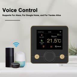 Slimme thermostaat - Wifi regelaar - Energie besparen - Spraakbesturing compatibel - 10x10x6 cm - Zwart — thumbnail 3
