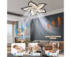 Plafondventilator - Lotus - Met Verlichting - Plafond Ventilator Lamp - LED Verlichting - Met Afstandsbediening - Dimbaar - Smart Lamp - Wit