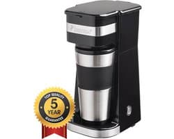 Bestron Koffiezetapparaat filterkoffie 750W - ACM112Z - 0,42L, 2 grote koppen - Camping geschikt - Thermosbeker - 5 jaar garantie - WK