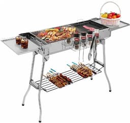 VIEMAE Barbecue - Houtskools barbecue - Barbecue houtskool - Houtskoolgrill - Camping barbecue - RVS - Opvouwbaar, inklapbaar — thumbnail 1
