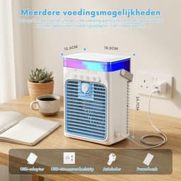 SNJY® Mobiele Airco Zonder Afvoer - Mobiele Airco voor Slaapkamer - Luchtkoeler - Aircooler - 2 Bevochtigingsniveaus - 3 Windsnelheden - 1L - Wit/Blauw — thumbnail 2